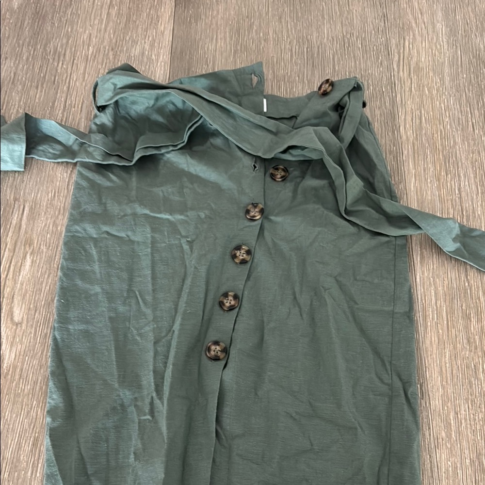 Privacy Please Olive Button-Up Skirt